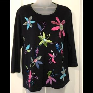 Indigo Moon 60’s Pop Art Beaded Top Size Small